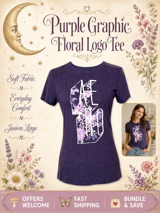 Free State Tops - Free State Purple Graphic Tee Floral Logo Soft Fabric Juniors L